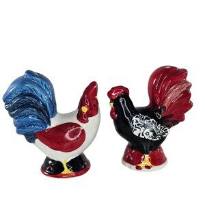 Ornate Chicken Rooster Salt & Pepper Shakers French Country Farmhouse Cottage